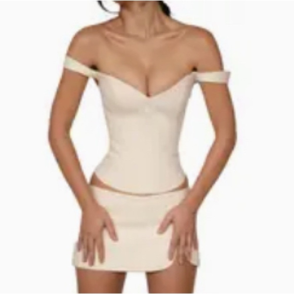 Off-Shoulder Cream Corset Top